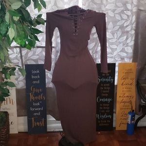 Brown long sleeve dress super cute